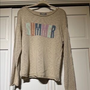 Marled Beige 'SUMMER' Crewneck Sweater with Multicolor Lettering
